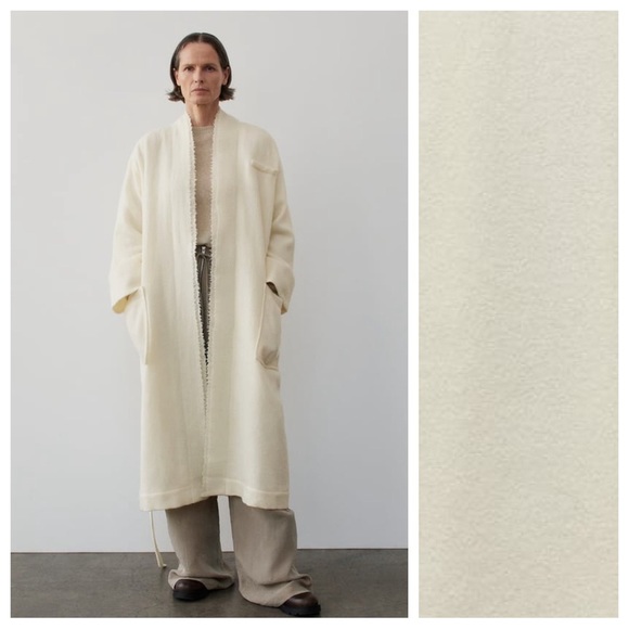 NWT. Zara ZW Collection Cream Manteco Wool Robe Coat. Size XS-S.